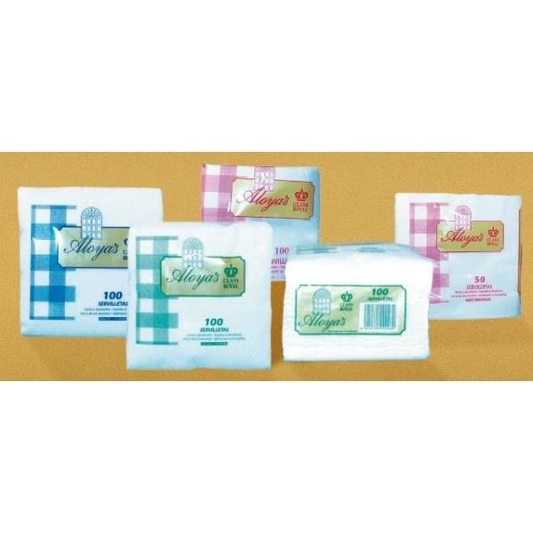 SERVILLETA PAPEL ALOYA S 30x30CM 1 CAPA BLANCO PAQUETE 100U.