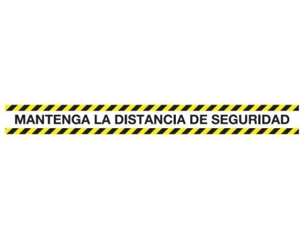 TIRA ADHESIVA 100X10CM MANTENGA LA DISTANCIA DE SEGURIDAD NEGRA/AMARILLA