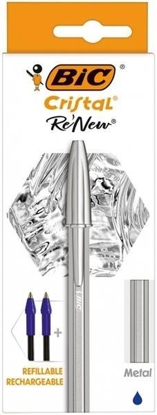 BOLIGRAFO BIC CRISTAL RE NEW AZUL +2 RECARGAS