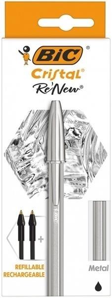 BOLIGRAFO BIC CRISTAL RE NEW NEGRO +2 RECARGAS