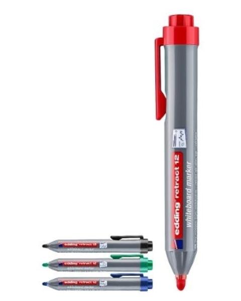 ROTULADOR PIZARRA RETRACTIL EDDING 12 ROJO CONICA 1,5-3MM