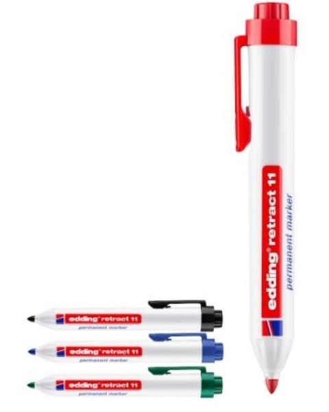 ROTULADOR PERMANENTE RETRACTIL EDDING 11 ROJO CONICA 1,5-3MM