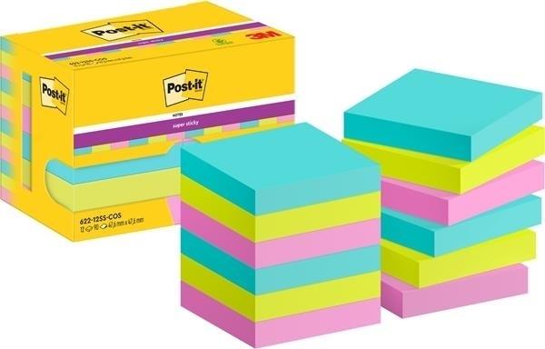 NOTAS ADHESIVAS POST-IT  SUPER STICKY COSMIC 47,6 X 47,6 MM 622-12SS-COS POST-IT
