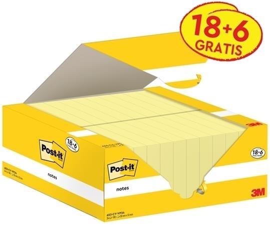 NOTAS ADHESIVAS POST-IT  38 X 51 MM CANARY YELLOW CAJA CARTÓN 653-CY-VP24 POST-IT