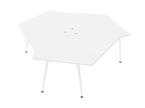 MESA ACTIU TWIST GEN 100 TRIPLE 120º SIN ALAS LARGUERO PATAS MEL BLANCO