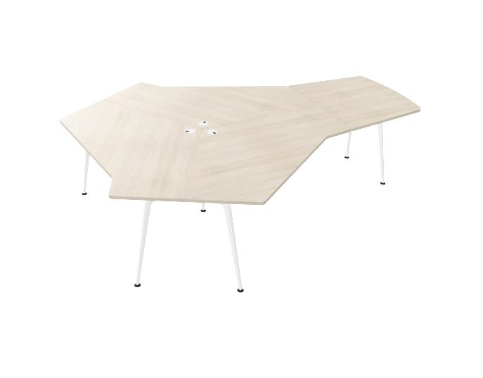 MESA ACTIU TWIST GEN 100 TRIPLE 120º 1 ALA FINAL BLANCO-ACACIA