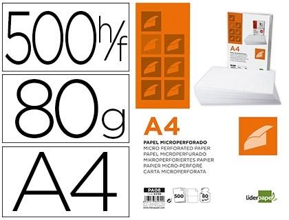 PAQUETE PAPEL A4 MICROPERFORADO EN DOS PARTES BLANCO 80GR 500HOJAS