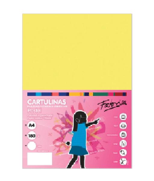 PAQUETE 50 CARTULINAS FABRISA DINA4 180G AMARILLO