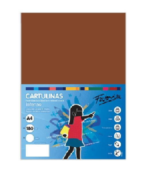 PAQUETE 50 CARTULINAS FABRISA DINA4 180GR MARRON