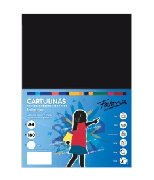 PAQUETE 50 CARTULINAS FABRISA DINA4 180GR NEGRO