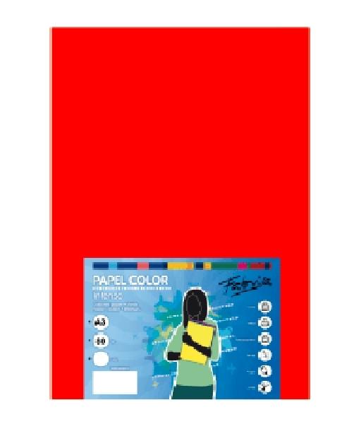 PAQUETE 500H PAPEL COLOR DINA3 80GR FABRISA ROJO