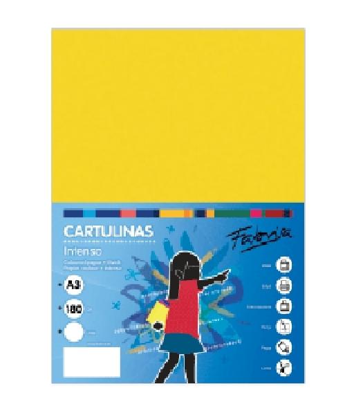 PAQUETE 25 CARTULINAS FABRISA DINA3 180GR AMARILLO FUERTE