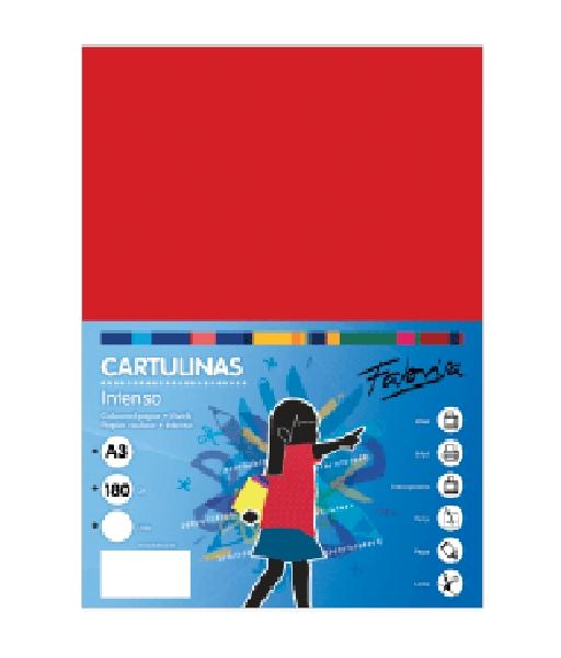 PAQUETE 25 CARTULINAS FABRISA DINA3 180GR ROJO