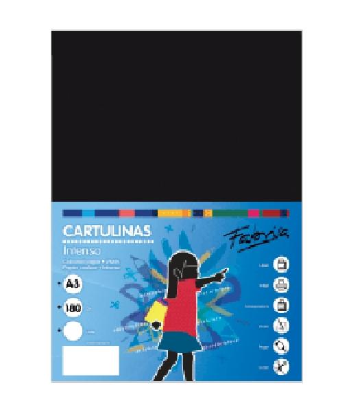 PAQUETE 25 CARTULINAS FABRISA DINA3 180GR NEGRO
