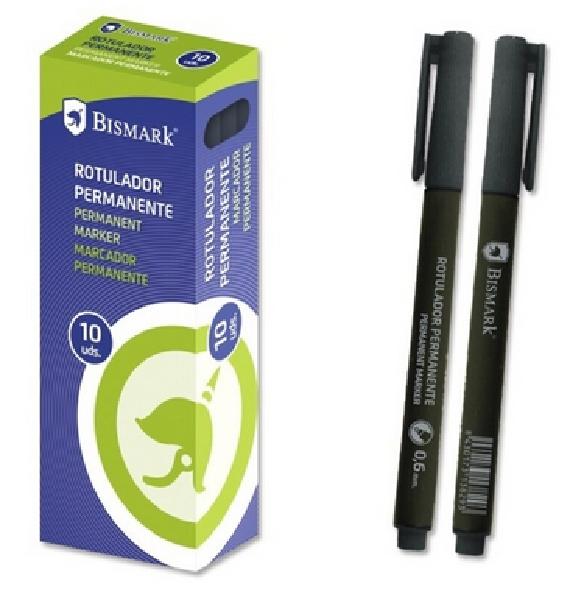 ROTULADOR PERMANENTE BISMARK PUNTA FINA  F 0,6MM NEGRO