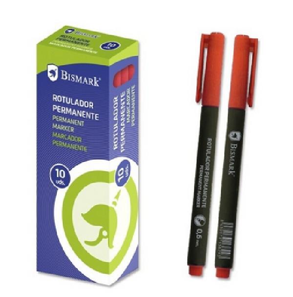 ROTULADOR PERMANENTE BISMARK PUNTA FINA  F 0,6MM ROJO