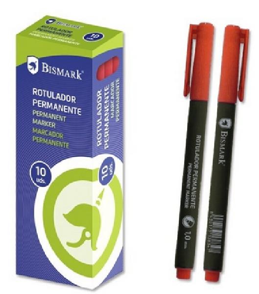 ROTULADOR PERMANENTE BISMARK PUNTA MEDIA M 1,0MM ROJO